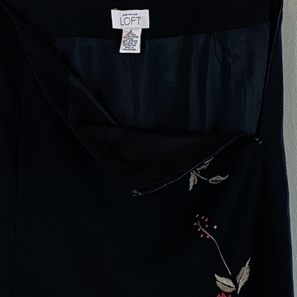 Loft Wool Blend A Line Skirt With Embroidered Floral Detail - Picture 8 of 9